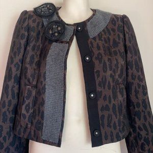 New bcbgmaxazria leopard crop jacket